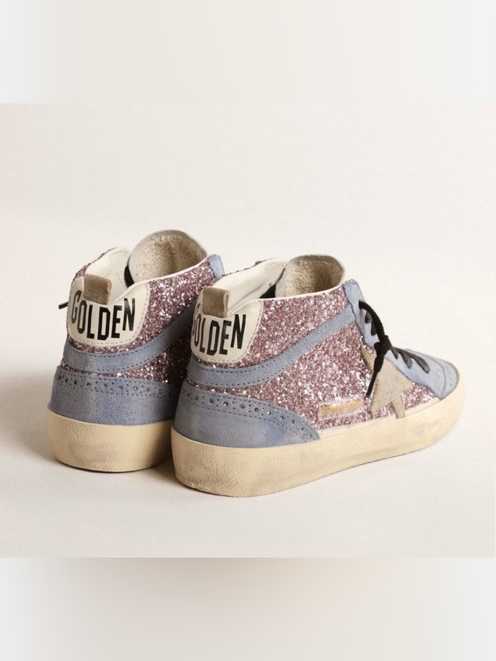 Golden Goose Mid-Star Glitter Sneakers in Lilac and Light Blue - Picture 4 of 8